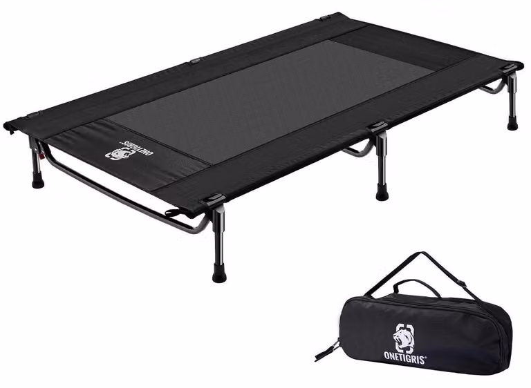Letto rialzato per cani, da esterno, 100x70 cm, altezza 21 cm, colore nero, taglia M