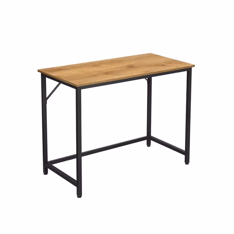 Scrivania Tavolo da Computer Scrittoio Compatto, Marrone Miele + Nero / 50 x 100 x 76 cm