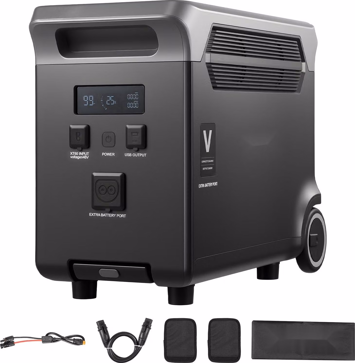 Batteria supplementare per Powerstation - Batteria di estensione LiFePO4 3840 Wh - 3 uscite - Per la casa e le emergenze - Per il campeggio e il camper - Portatile