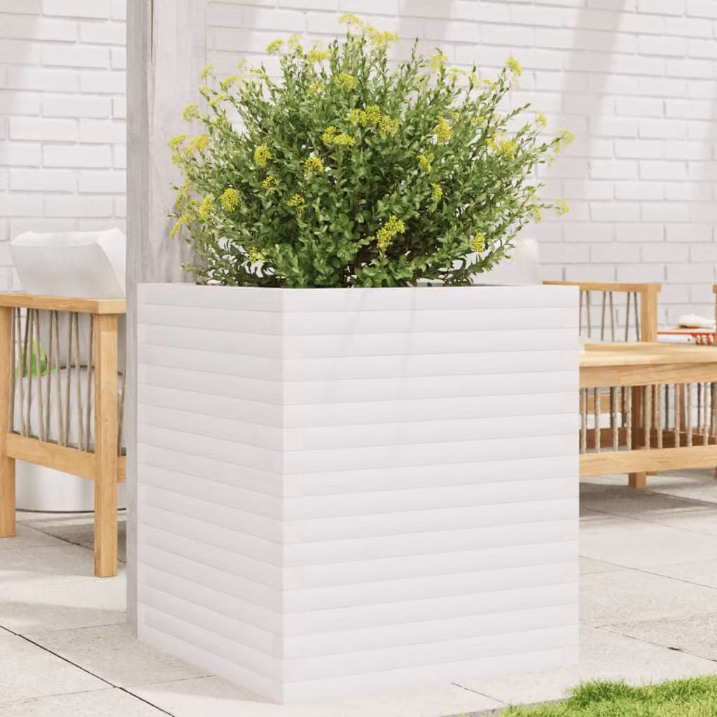 Fioriera da giardino vidaXL in legno di pino bianco L/P/H: 60 x 60 x 68,5 cm