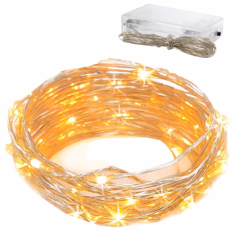 Verk 26020 Catena luminosa a batteria 100 LED bianco caldo 10 m