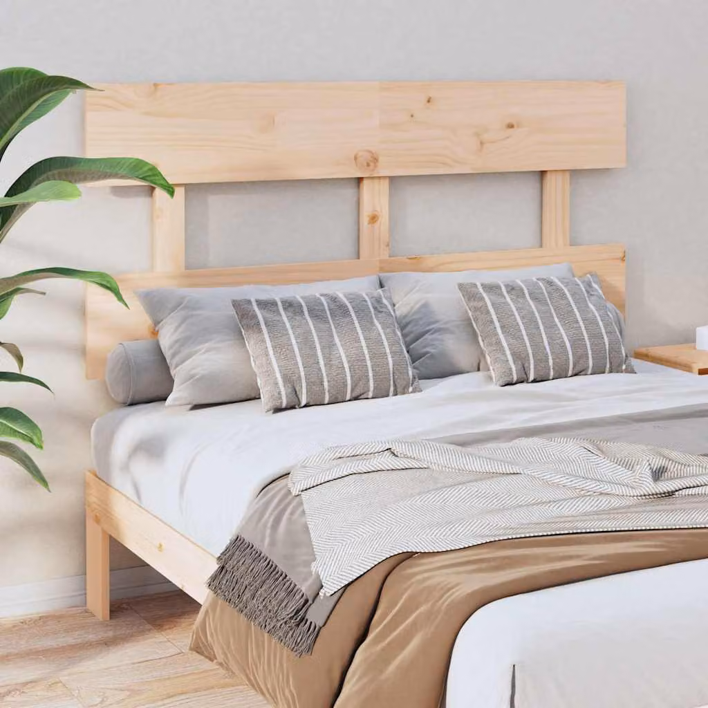 Testiera per letto vidaXL in legno massello di pino naturale stile rustico L 144 x P 3 x H 81 cm