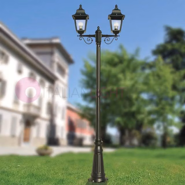 ARYEL Lampione h.218 a 2 luci per Esterno Lanterne Classiche Quadrate