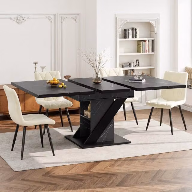 Tavolo da pranzo allungabile salvaspazio ¨C Minimal ¨C Effetto marmo nero 110-140x80cm moderno per cucina