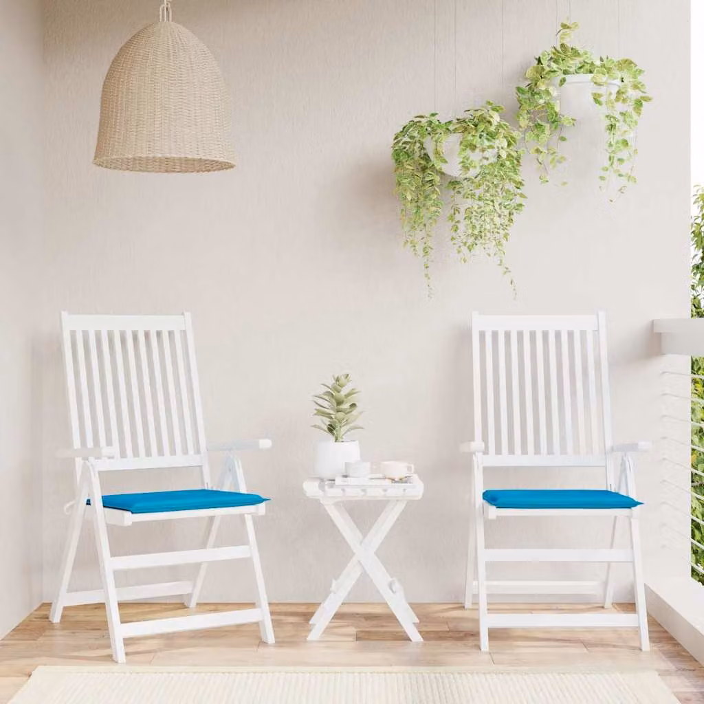 Set di 2 cuscini per sedia vidaXL blu in tessuto Oxford impermeabile e traspirante, L/P/H: 50 x 50 x 3 cm