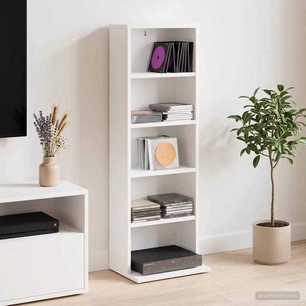 Mobile porta CD vidaXL Bianco con ripiani regolabili in MDF L/P/H: 33 x 23,5 x 97,5 cm