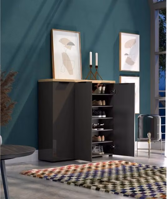 Scarpiera 3 ante IDEA antracite-rovere made in Italy
