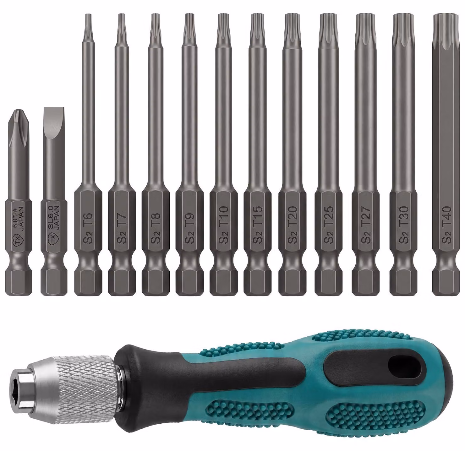 Set di 11 punte a stella (Torx) con magneti e impugnatura