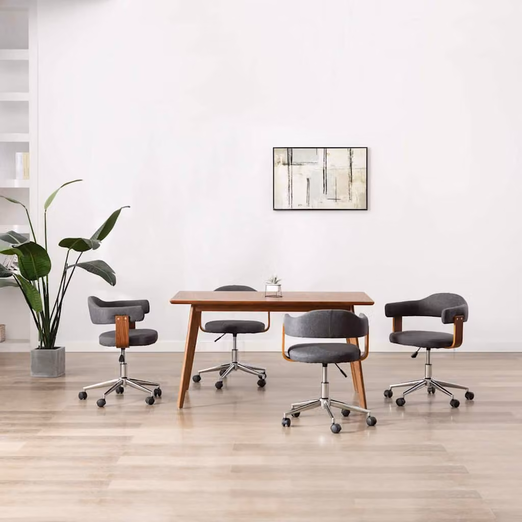 Set di 4 sedie da pranzo girevoli a 360 gradi vidaXL in legno e tessuto grigio per soggiorno o ufficio