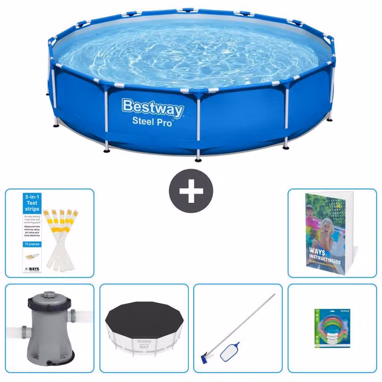 Bestway Steel Pro, piscina in acciaio, rotonda - 366x76 cm - composta da 5 parti, modello S299