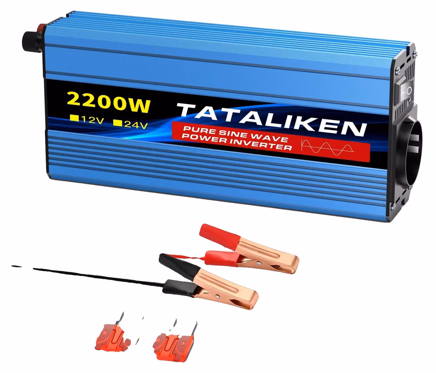 Inverter, 4 prese di corrente europee, ventola termostatica automatica, 2200W, standard europeo