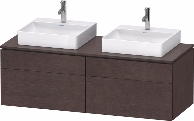Duravit L-Cube Meuble sous-lavabo en console suspendu, avec plan de toilette en console, 4 tiroirs, pour deux vasques, 1420x482x550mm, LC4872B72720000, LC4872B72720000
