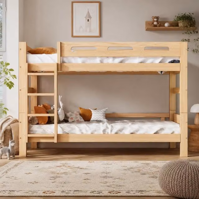 Letto a castello per bambini e ragazzi trasformabile in 2 letti singoli 90x200 cm; naturale