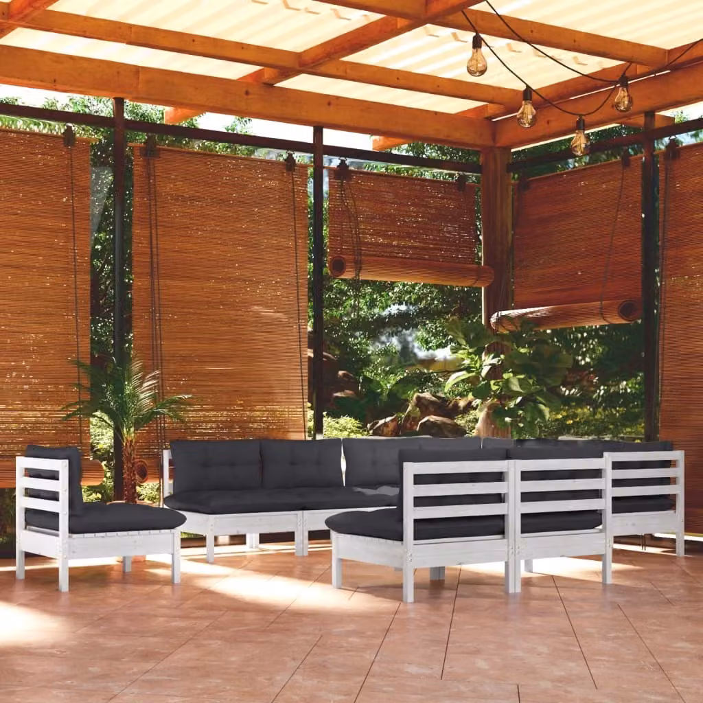 Maison Exclusive - Set Divani da Giardino 10 pz con Cuscini BiancLegno di Pino