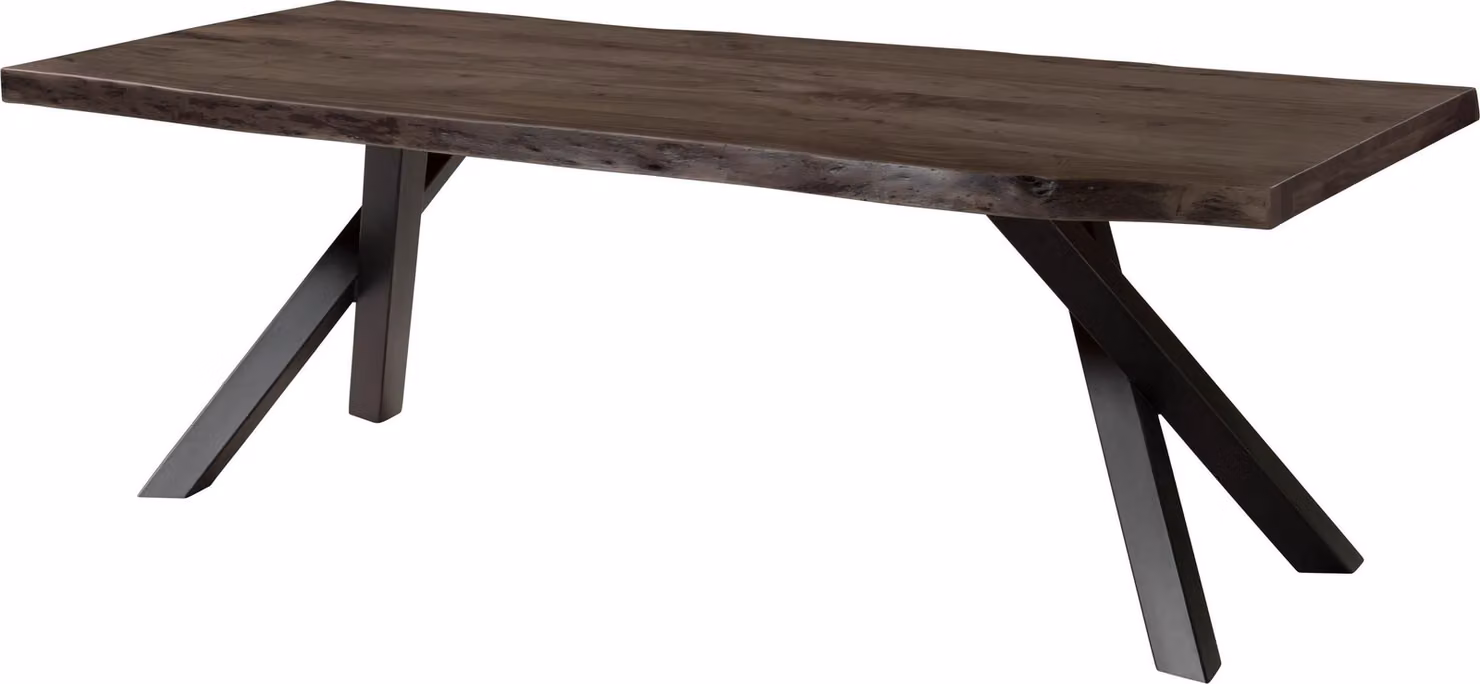 MASSIVMOEBEL24 | Tavolo da pranzo in legno di acacia 200x100x76 laccato grigio / gambe ad A antracite matt FREEFORM 5