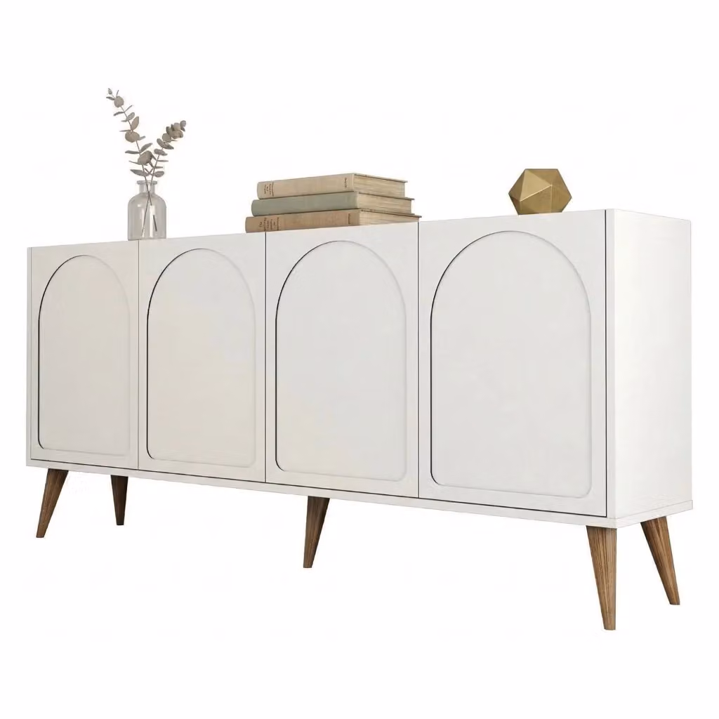 Madia Niscemi DMORA per cucina e soggiorno, design moderno, L/P/H: 180 x 35 x 81 cm, Bianco e Beige – 2