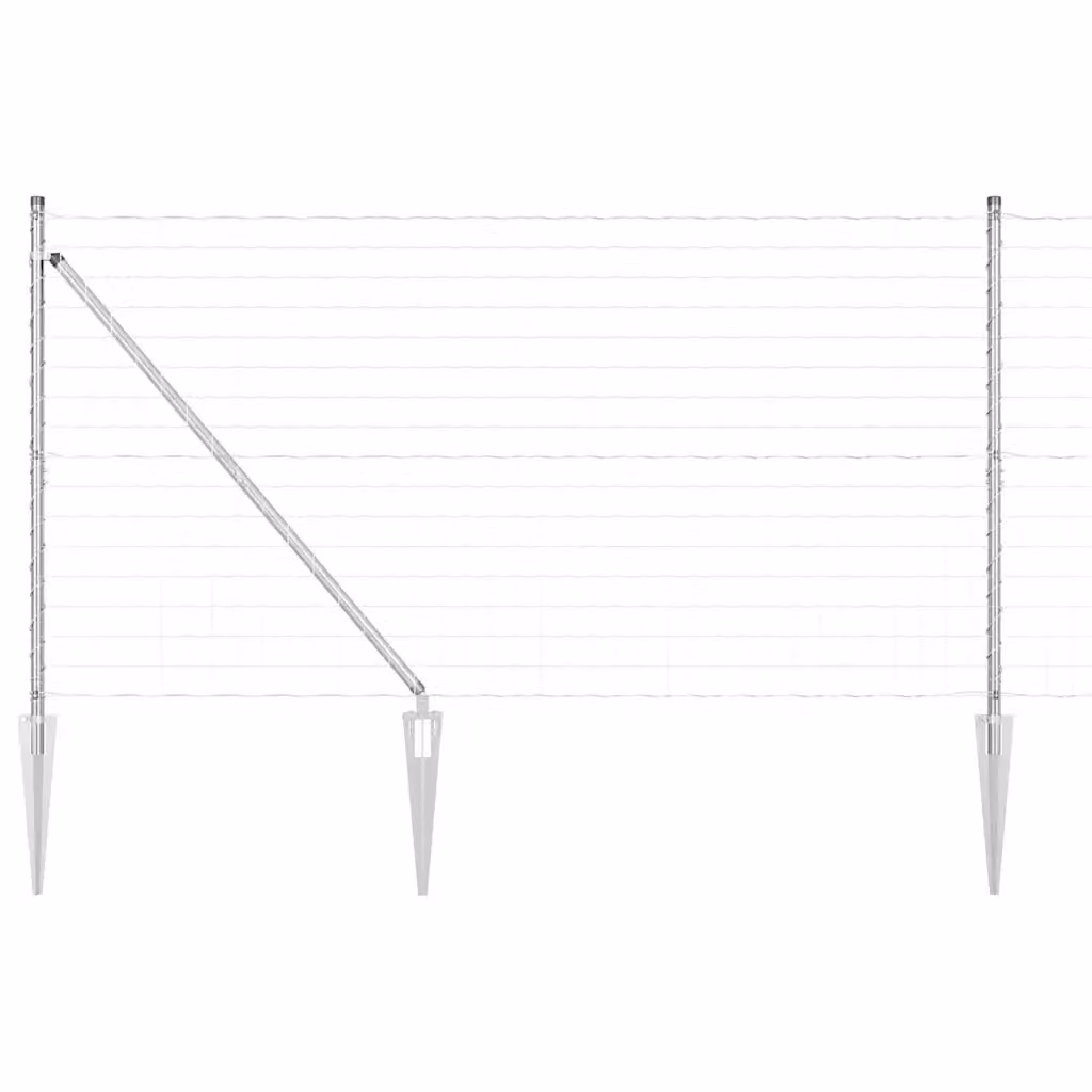 Recinzione Euro da esterno con punte vidaXL in acciaio zincato argento L: 2,0 m, H: 1,2 m, P: 0,27 m – 2
