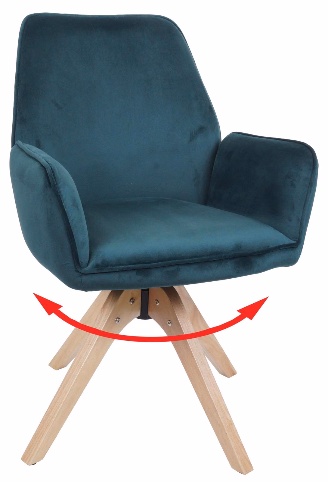 Sedia da pranzo HWC-G67, sedia da tavolo da pranzo, sedia da cucina con braccioli, girevole, in legno e velluto 320 g/m², MVG ~ verde
