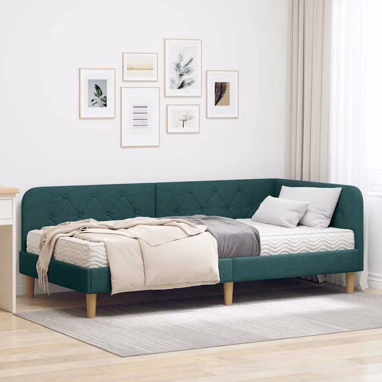 vidaXL Divano letto ad angolo con chaise longue asimmetrica Verde, L: 204 cm, P: 140 cm, H: 94 cm