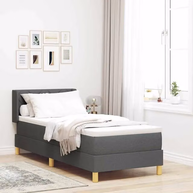 Letto a molle moderno vidaXL in tessuto grigio con struttura in legno L: 200 cm, P: 80 cm, H: 80 cm – 1