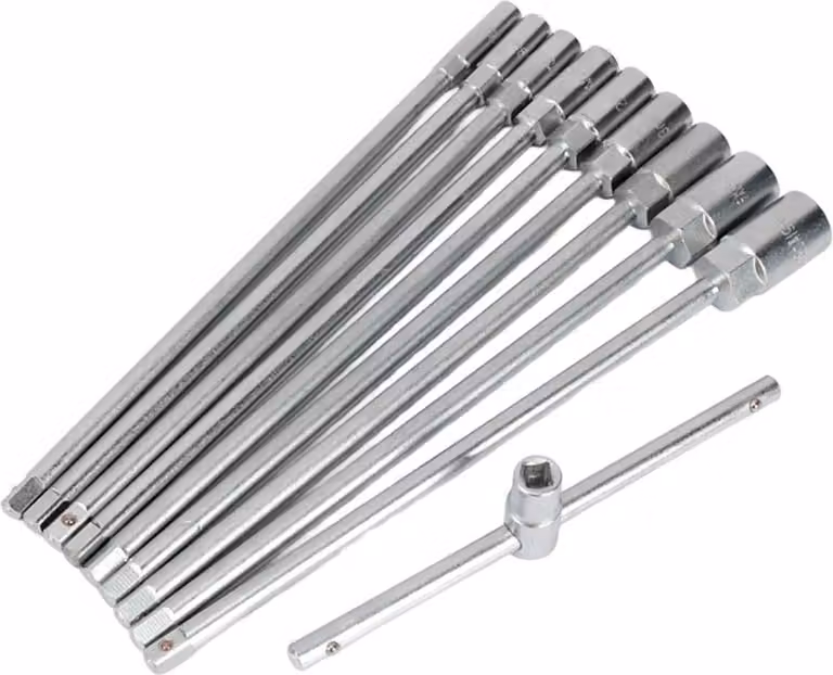 Chiave con impugnatura a T e bussole intercambiabili, 8-19 mm, set da 10 pezzi