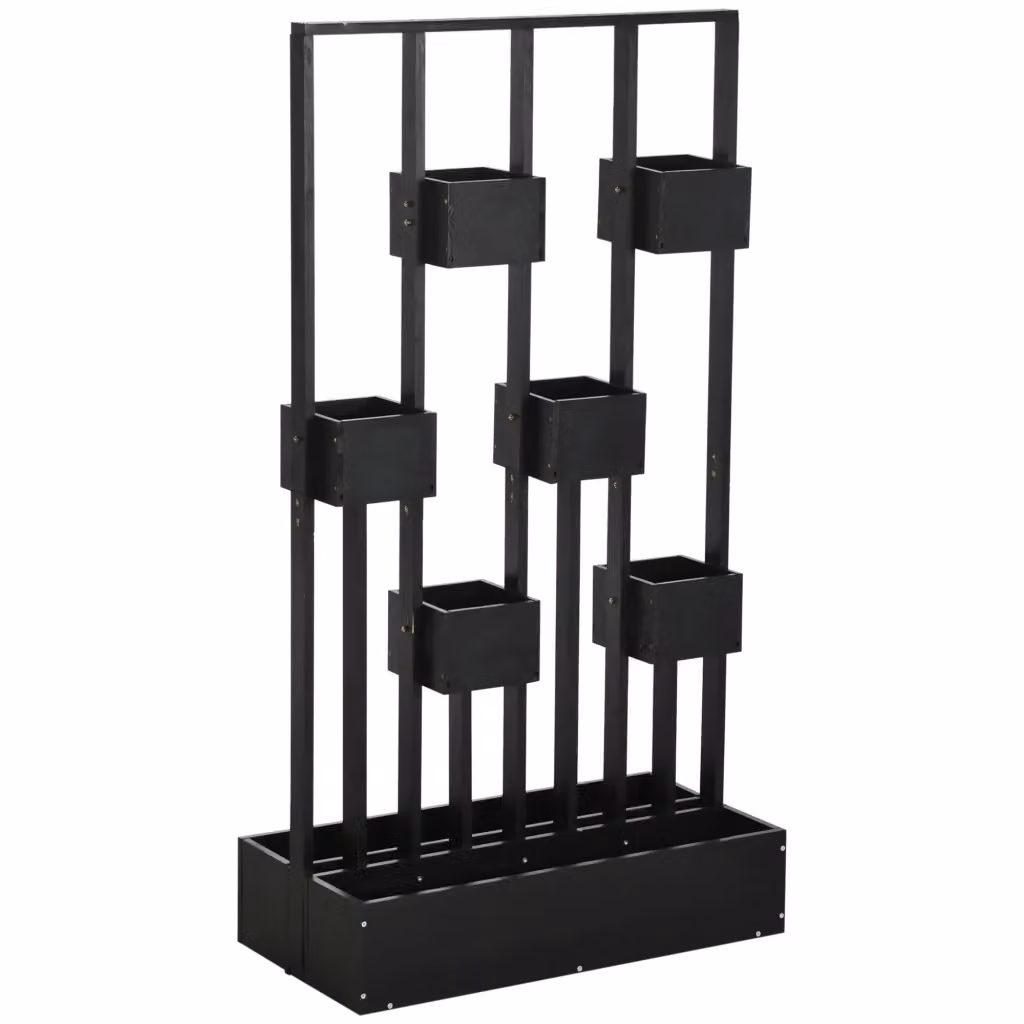 Fioriera modulare XYLO in legno naturale nero H: 170 cm, L: 90 cm, P: 45 cm – 2