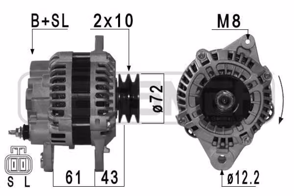 ERA 210950A Alternatore 120 A 14 V per MITSUBISHI PAJERO III (V7W, V6W), Pajero III SUV Cabrio (V6W, V7W) e Pajero II (V30)