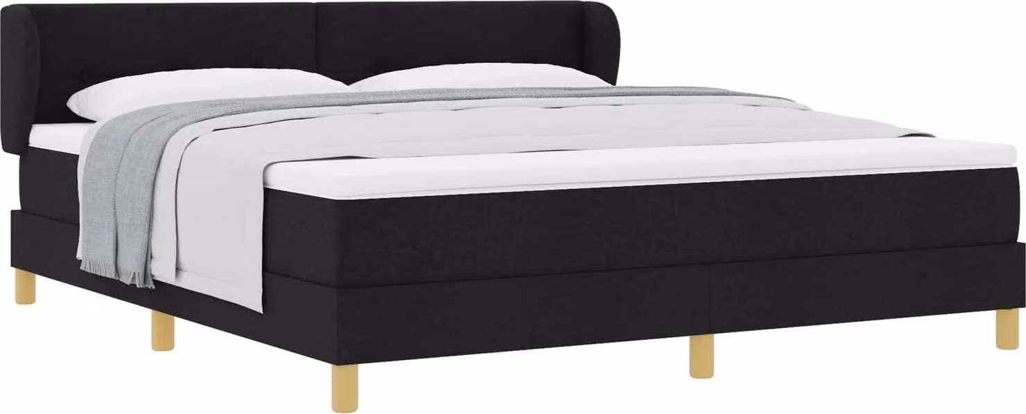 vidaXL Letto a molle con testiera nero 180 x 200 cm in tessuto