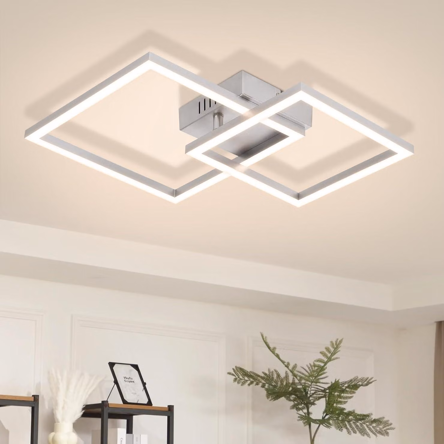 ZMH Lampada da soffitto LED Lampada da soffitto per cucina 20W Argento Lampada da camera da letto 4000K Bianco neutro Lampada da cucina Design orientabile per camera da letto, ufficio, soggiorno