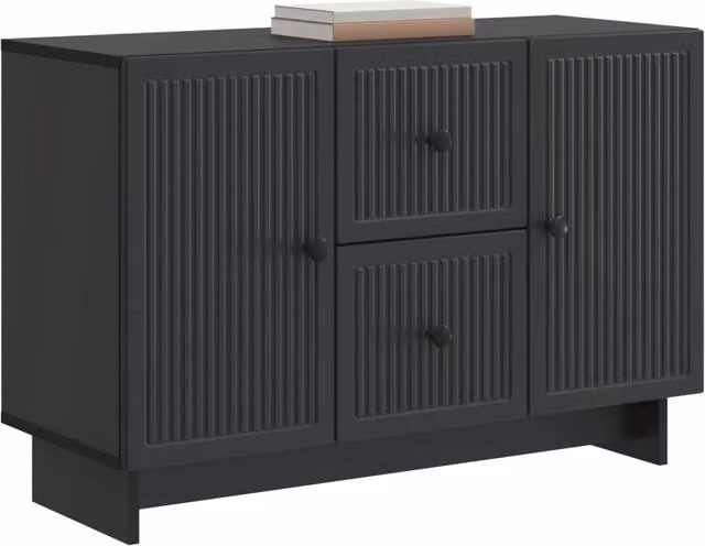 Credenza moderna Design In in legno MDF nero lucido per soggiorno o sala da pranzo L: 89 cm, P: 34,5 cm, H: 60 cm