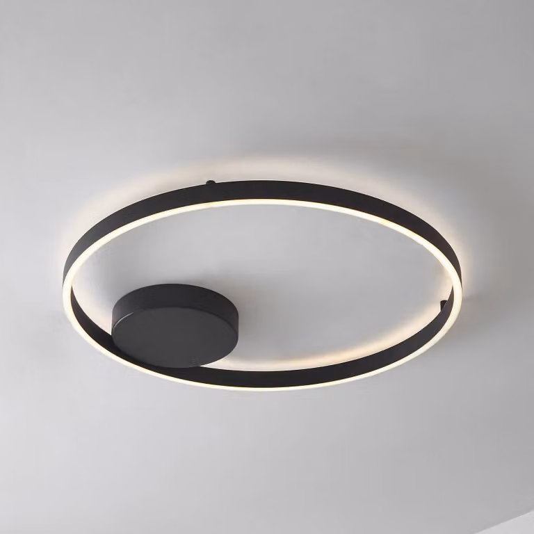 Plafoniera smart Moise Lucande, dimmerabile, Nero, Soggiorno / Sala da pranzo, Alluminio, Moderno