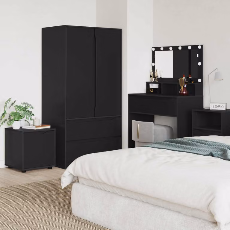 Mobile da bagno moderno vidaXL in MDF nero con illuminazione LED L: 40,5 cm, P: 40 cm, H: 44 cm