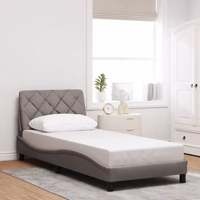 Giroletto vidaXL senza materasso in tessuto beige e grigio L/P/H: 90 x 190 cm – 1