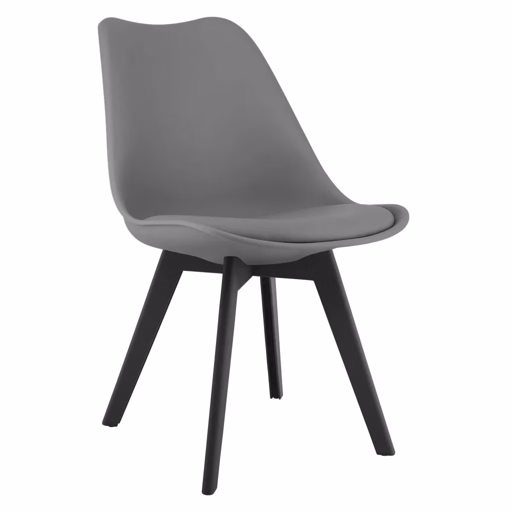 Set di 3 sedie Valora in ecopelle e tessuto grigio con gambe in legno di faggio nero – 2