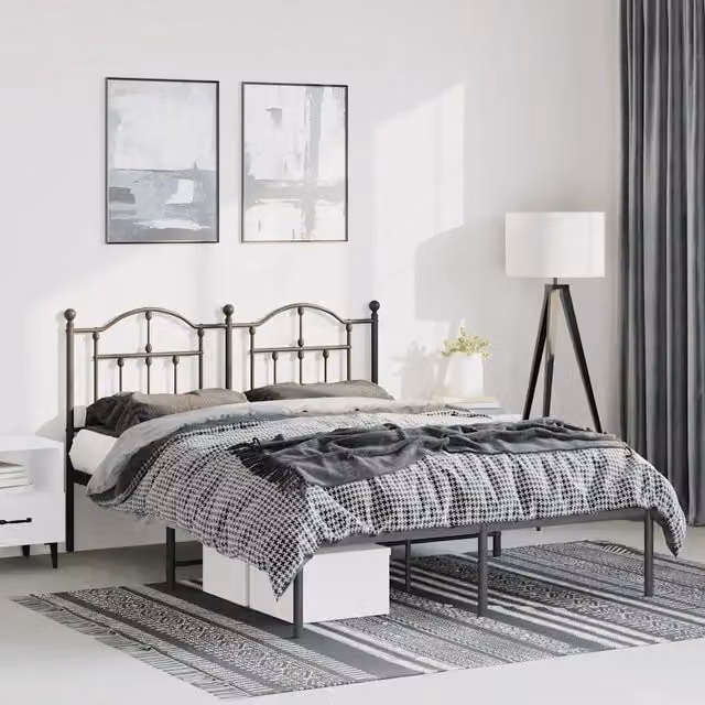 Giroletto con Testiera in Metallo Nero vidaXL L: 142 cm, P: 196 cm, H: 97 cm – 1