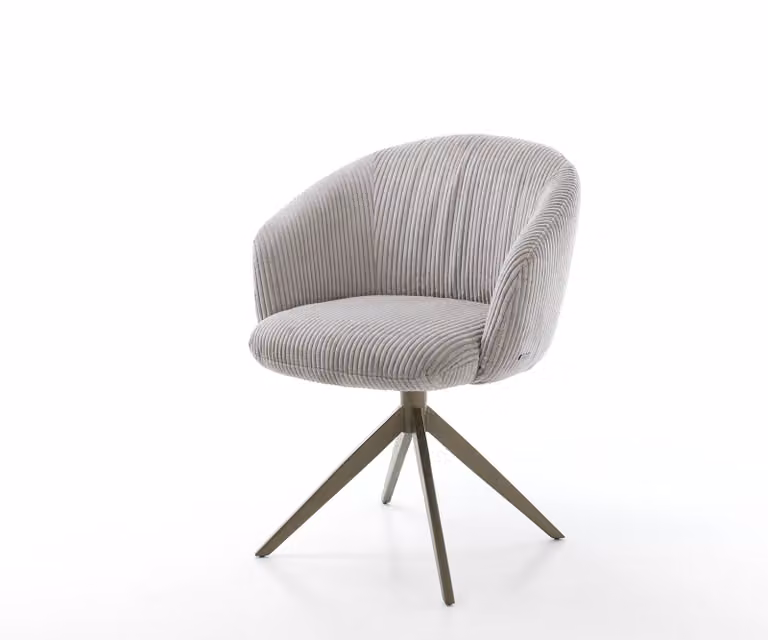 DELIFE Sedia girevole Caja-Flex con braccioli Cord grigio argento Base a croce larga Finitura effetto titanio Girevole a 360° Molle insacchettate