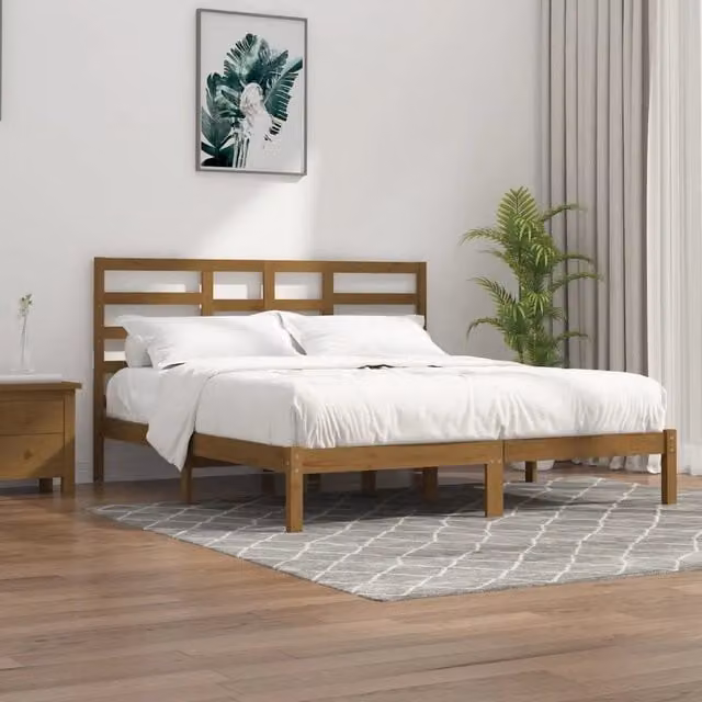 Giroletto Ambra in legno massello di pino color marrone senza materasso L/P: 200 x 200 cm – 1