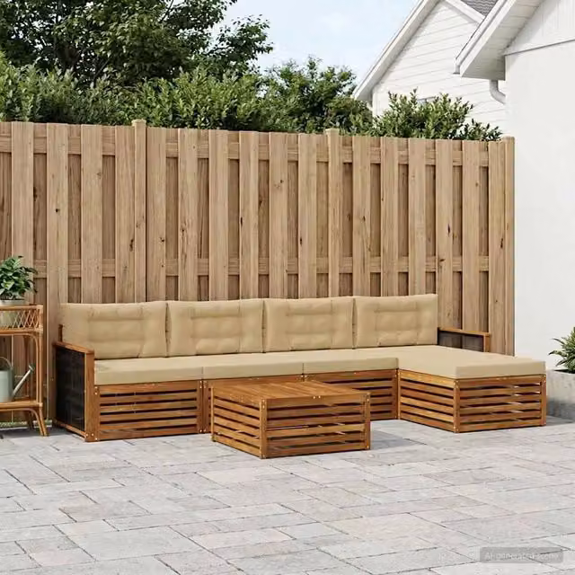 Set di divani da esterno 6 pz Naturale e Beige 3383266