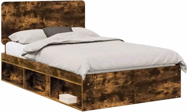 Letto matrimoniale | Letto per adulti | Struttura del letto Rovere fum¨¦ 120 x 200 cm Pino massello