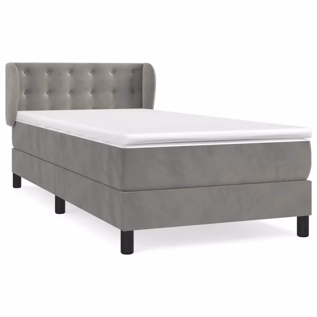 vidaXL Giroletto a Molle con Materasso Ibrido in Velluto Grigio Chiaro L/P/H: 200 x 100 x 88 cm – 2
