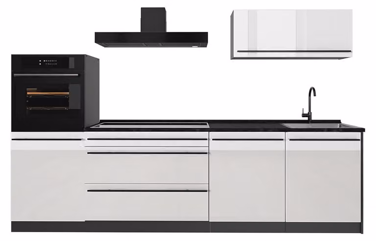 Cucina componibile Vicco R-Line Bianco lucido/Antracite 280 cm senza piano di lavoro, Model 66480