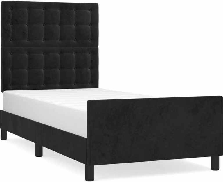 Giroletto senza Materasso Nero 100x200 cm in Velluto