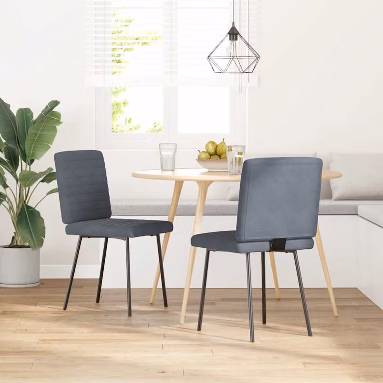 Set di 2 sedie da pranzo vidaXL in velluto grigio con struttura in metallo e legno per soggiorno o cucina