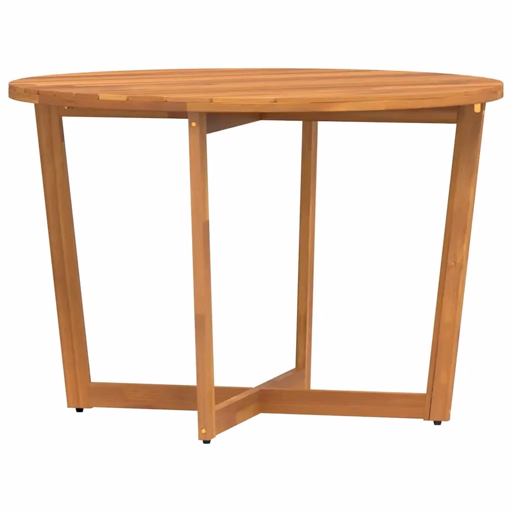 Tavolo da giardino rotondo vidaXL in legno di acacia oliato marrone, Diametro: 110 cm, Altezza: 75 cm – 2