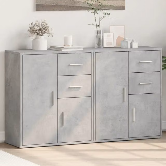 Set di 2 credenze vidaXL in legno multistrato grigio, modello moderno da appendere alla parete, L: 60 cm, P: 31 cm, H: 70 cm