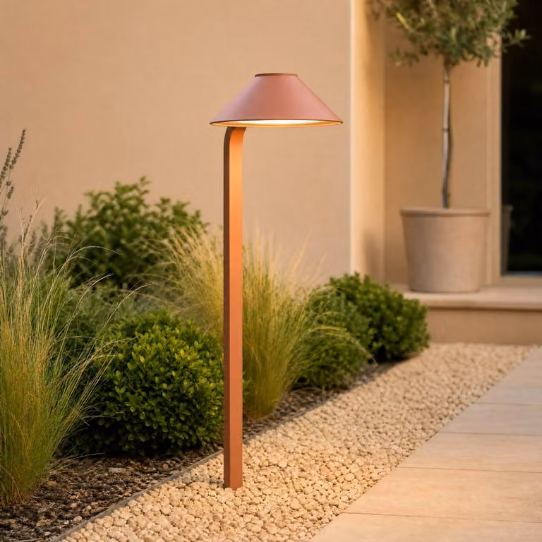 Lampada LED con picchetto Lindby Capelo, color terra, 78 cm, IP65 Capelo, Terracotta, Alluminio, Moderno