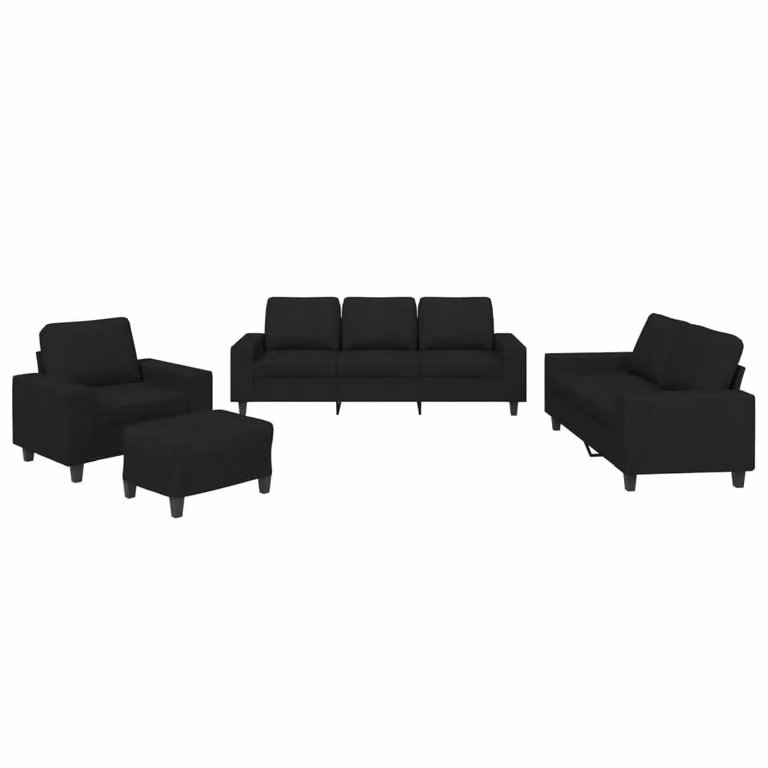Set di Divani 4 pz Nero in Tessuto