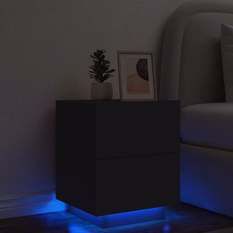 Comodino moderno vidaXL con luci LED nero in legno multistrato da appendere alla parete