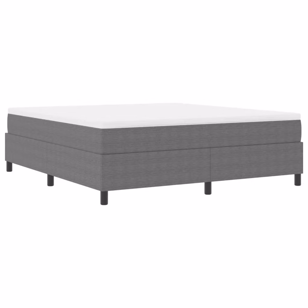 Struttura letto piattaforma moderna in tessuto a coste grigio con rete a doghe in legno L: 180 cm, P: 200 cm, H: 280 cm – 2