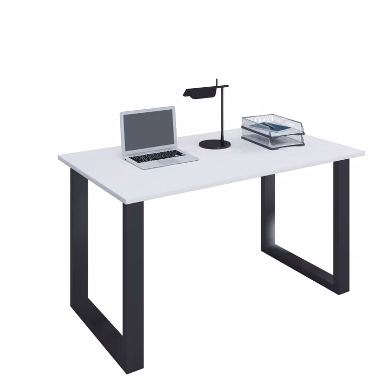 Scrivania in legno | H. 76 x W. 140 x T. 80 cm | Tavolo per computer semplice | piedini in metallo di alta qualità | Tavolo da lavoro | Mobili da ufficio - Lona U